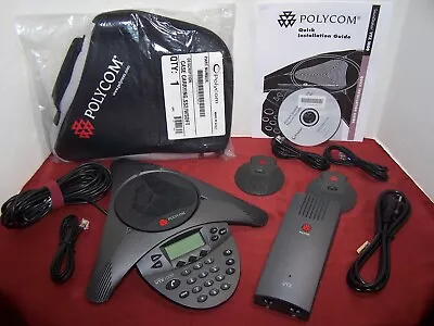 Polycom SoundStation VTX 1000 Conference Speakerphone W/Mic Pods & Carrying Case • $129.99