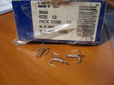 50 Mustad 2X Strong Treble Fish Hooks / 3566 Size 12 Nickel Finish • $15.37