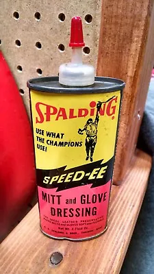 Vintage Spalding SPEED-EE Mitt And Glove Dressing Oil Can Baseball Tin • $44.99