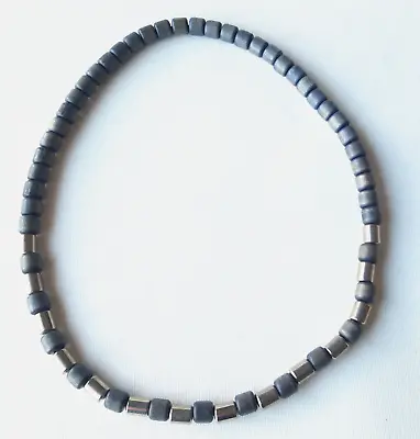 Aarikka Finland Vintage Gray Wood Bead And Silver Toned Metal Bead Necklace • $35