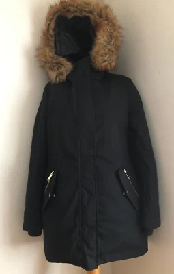 £24 • Buy Miss Selfridge Black Hooded Parka Coat With Detachable Bodywarmer Size UK 10