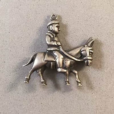 VINTAGE Silver HORSEBACK RIDER CHARM Estate Antique VT47 • $13.50