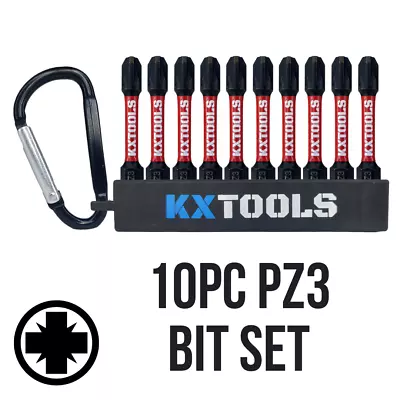 10 X 50mm KXTOOLS Pozi PZ3 Impact Bits Driver Screwdriver Set 1/4  Professional • £8.09