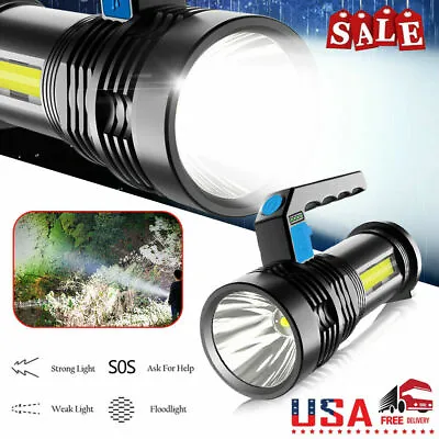 Brightest 2500000LM Rechargeable LED Torch Spotlight 4 Modes Military Flashlight • $8.79