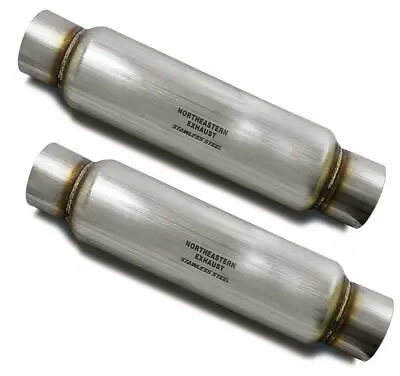 Pair Of 2.5  Straight Universal Glass Pack Exhaust Resonator Muffler • $69.74