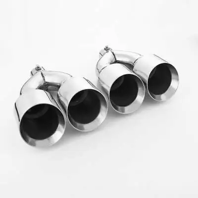 Pair Quad Dual Wall 4.5  Out Exhaust Tips 2.25  In 304 Stainless Steel Bolt-on • $271.97