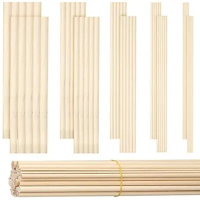 100 Pieces Dowel Rods Wooden Dowel Rod Craft Wood1/83/161/45/163/8X6Inch  • $12.25