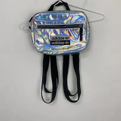 RARE Adidas Originals Unisex RYV Iridescent Metallic Silver Mini Backpack • $58.66