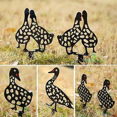 Life Size Animal Metal Garden Art Duck Statue Stakes Yard Decor Ornaments • £5.35