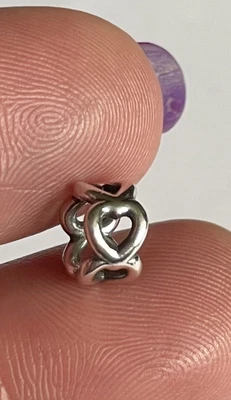 £10 • Buy Genuine Pandora Solid Sterling Silver Open Hearts Spacer Charm