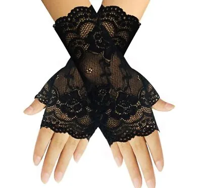 Long Fingerless Women Sexy Lace Gloves Ladies Fishnet Sunscreen Mesh • $4.99