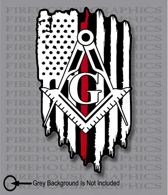 Thin Red Line Firefighter Masons Masonic Freemasons American Flag Sticker Decal  • $16.99