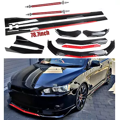 For Mitsubishi Lancer Front Bumper Lip Splitter Spoiler + Strut Rods Body Kit • $99.99