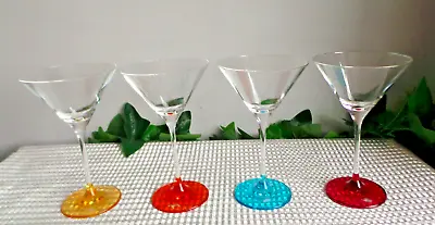ROYAL DOULTON COCKTAIL MARTINI POP IN FOR DRINKS COLOURED STEMMED GLASSES X4 • £59.99