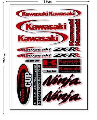 £8.49 • Buy Sticker Decal Sheet For Kawasaki Ninja ZX-R Motorcycle 18 X 26cm Red