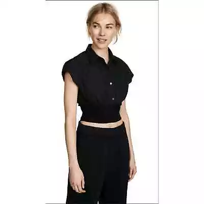 T By Alexander Wang Washed Cotton Poplin Crop Top L12037 Size 4 NWT • $185