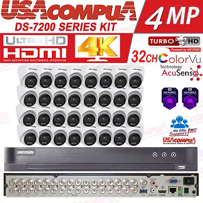 Hikvision 32ch Cctv Security Camera System  Acusense Turret 2mp Colorvu  4tb • $1586.49