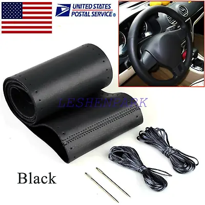 Car Steering Wheel Cover Soft PU Leather For F150 F 250 F350 38CM DIY Black • $14.99