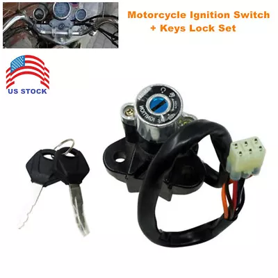 Universal Motorcycle Bikes Modified Ignition Switch Lock With 2pcs Key Set Kit • $23.39