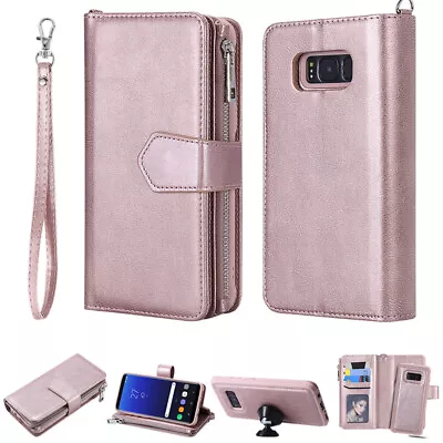 For Samsung S24 S23 S22 S21 S20FE A53 Removable Leather Zipper Wallet Case Cover • $22.99