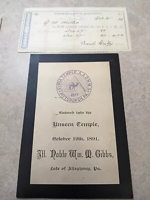 2 Vintage Masonic Items - 1890's - Obituary Card & Receipt • $37.95