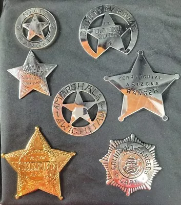 Vintage Sterling Silver Old West Marshal Badges Replicas Texas State Ranger  • $199.95