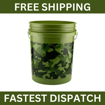 Green 5 Gal Camo Pail Camouflage 5 Gallon Bucket For Mixing Paint And Gardening • $6.20