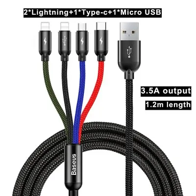 Baseus 4 In 1 Multi USB Charging Cable Fast Charger Cord For IPhone/Type C/Micro • $10.99