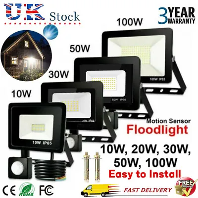 Led Floodlight Outdoor Security Light Flood Garden Motion Sensor Pir Lights 50w  • £2.95