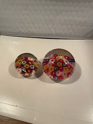 Vtg Murano Handblown Art Glass Paperweight Set  Millefiori Design • $24.99