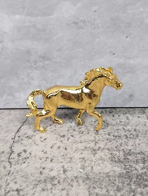 Risis Zodiac Horse Figurine 24k Gold Plate EPNG 3  Long Miniature Statue Mini • $24.95