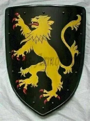Medieval Heater Shield Knight Handcrafted Armor Templar Lion Battle Heavy • £108