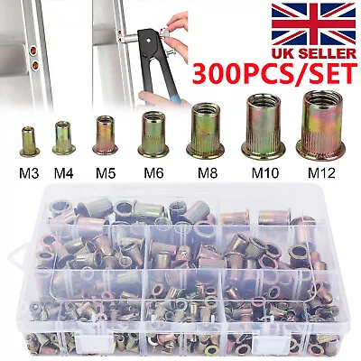 300x Mixed Rivnuts Blind Set Threaded Nuts Anti-oxidation M3-M12 Rivet Nut Tool • £10.99