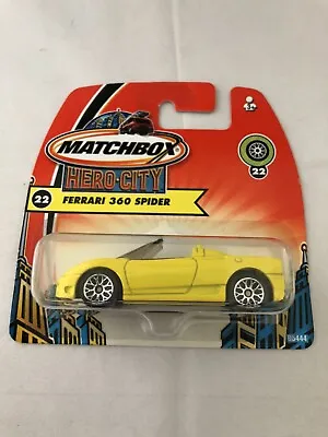 Matchbox Hero City #22 Ferrari 360 Spider Yellow International Short Card • $13.95