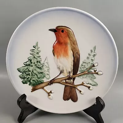 Vintage 1973 W. Goebel Hand Painted Bisque Porcelain Robin Bird Decor Wall Plate • $12