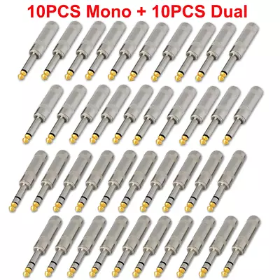 1/4  10pcs Mono TS + 10pcs Dual TRS Male Stereo Audio Speaker Guitar Cable Plug • $23.79