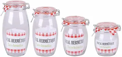 £4.99 • Buy Clip Top Air Tight Storage Jars With Silicone Seal Barrel Shaped Wide Body