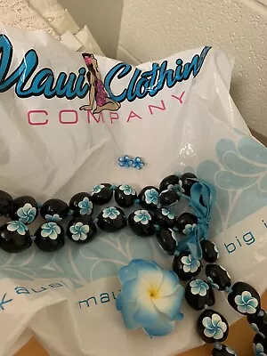 Maui Clothing Co Necklace Earrings And Barrette Blue Hibiscus • $8.79