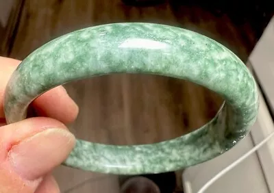 Vintage Green Color Jade Bangle Bracelet 47.7 Grams 60mm Inside X 12mm Wide • $9.99