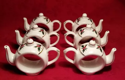 A Cup Of Christmas Tea - Vintage Set Of 6 Napkin Rings • $14