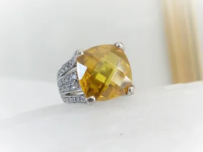 $65 • Buy Rare Charles Winston CWE Sterling Silver Large Simulated Citrine CZ Ring Size 6 