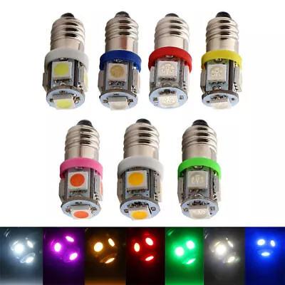 10Pcs 12V E10 LED 5050 5 SMD Screw Led Bulb Light Lamp Torch Bike Bicycle Light • £7