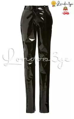 Women PVC Vinyl Skinny Pants Black Patent Faux Leather Trousers Designer Bottoms • $90.48