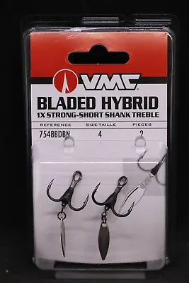 VMC 7548BD Bladed Hybrid Treble Hook Short - Size 4 - Pack Of 2 Hooks • $5.89