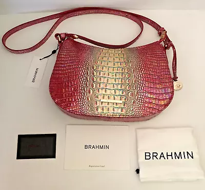 £161.38 • Buy BRAHMIN Shayna Dragonfruit Ombre Mini Melbourne Purse Shoulder Bag Pink Gold NWT
