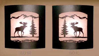 Pair Of 2  Wall Sconce Rustic Moose Lights Cabin Decor Lamp Left & Right Facing • $298