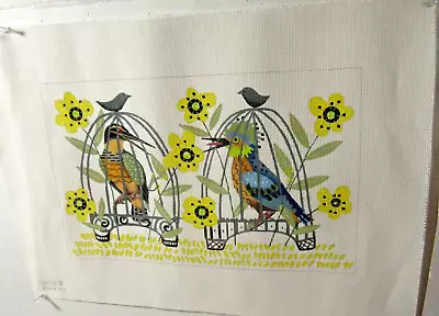 Melissa Shirley CHIT CHAT Needlepoint Canvas 2 Caged Birds • $119.99