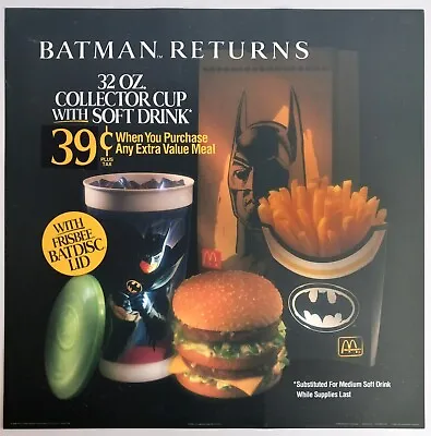 McDonald’s BATMAN RETURNS Happy Meal TRANSLITE Sign Poster 1992 Batdisc Lid • $39.95