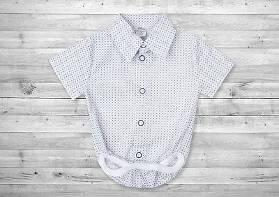 Baby Boy White Smart Shirt Formal Bodysuit Body Shirt Summer Short Sleeve 0-24m • £11.50