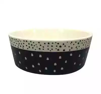 4 Cup Stoneware Dog Bowl With Carved Pattern - Navy -BY  Boots & Barkley • $11.25